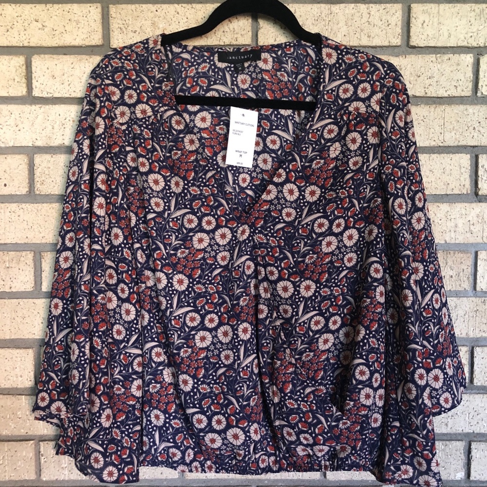 Floral bell sleeve top